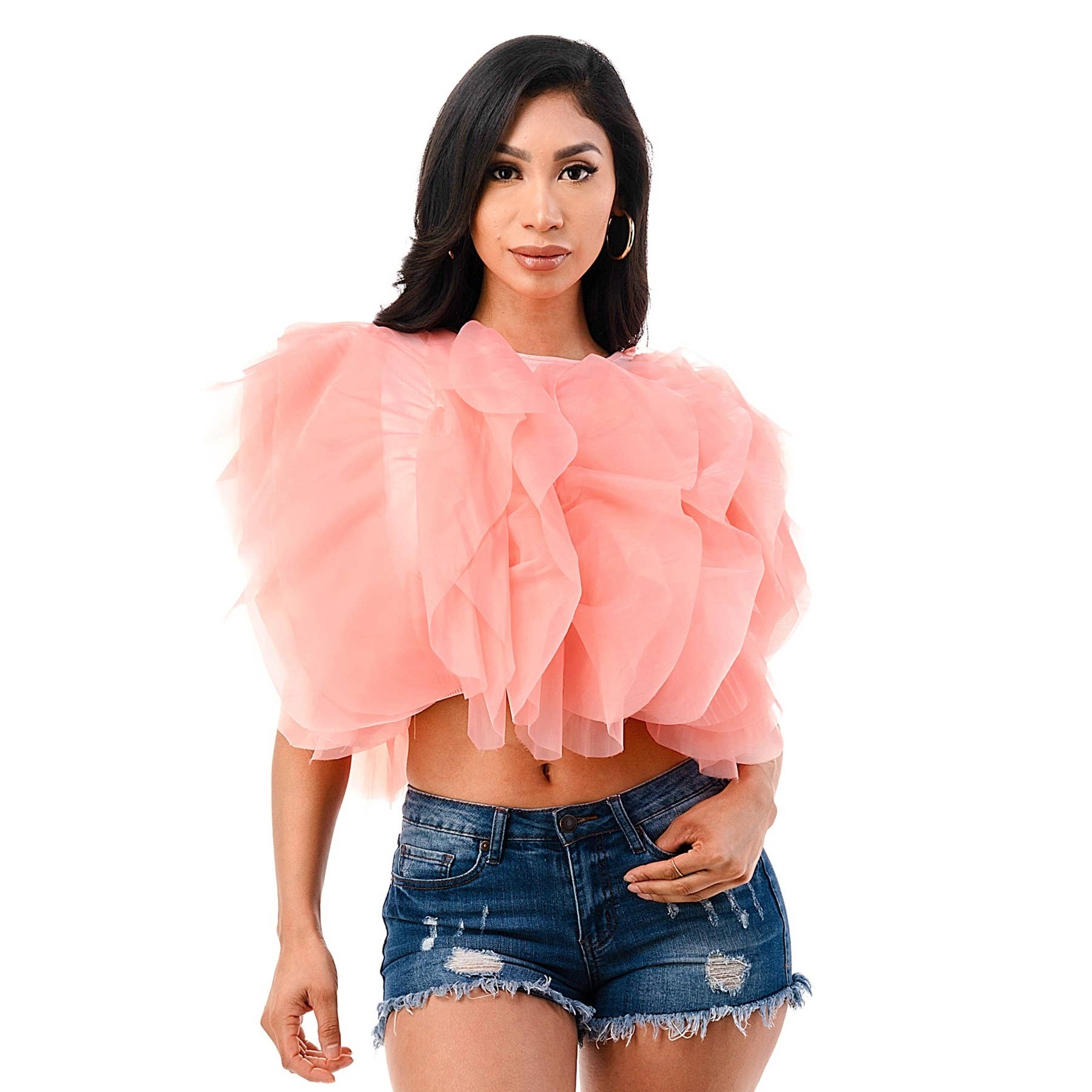 PLUS RUFFLE CROP TOP