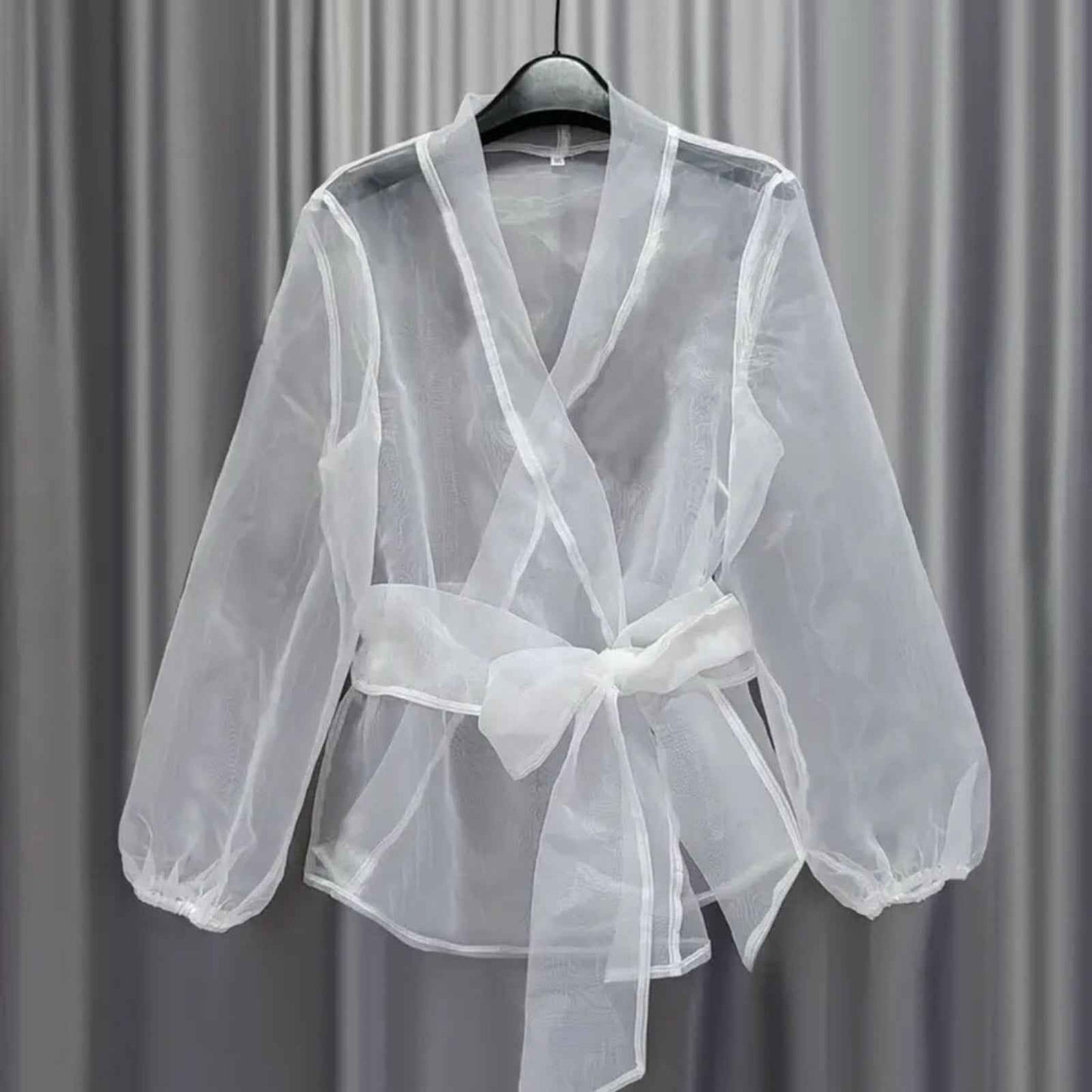 Elegant White Long Sleeve Wrap Tunic
