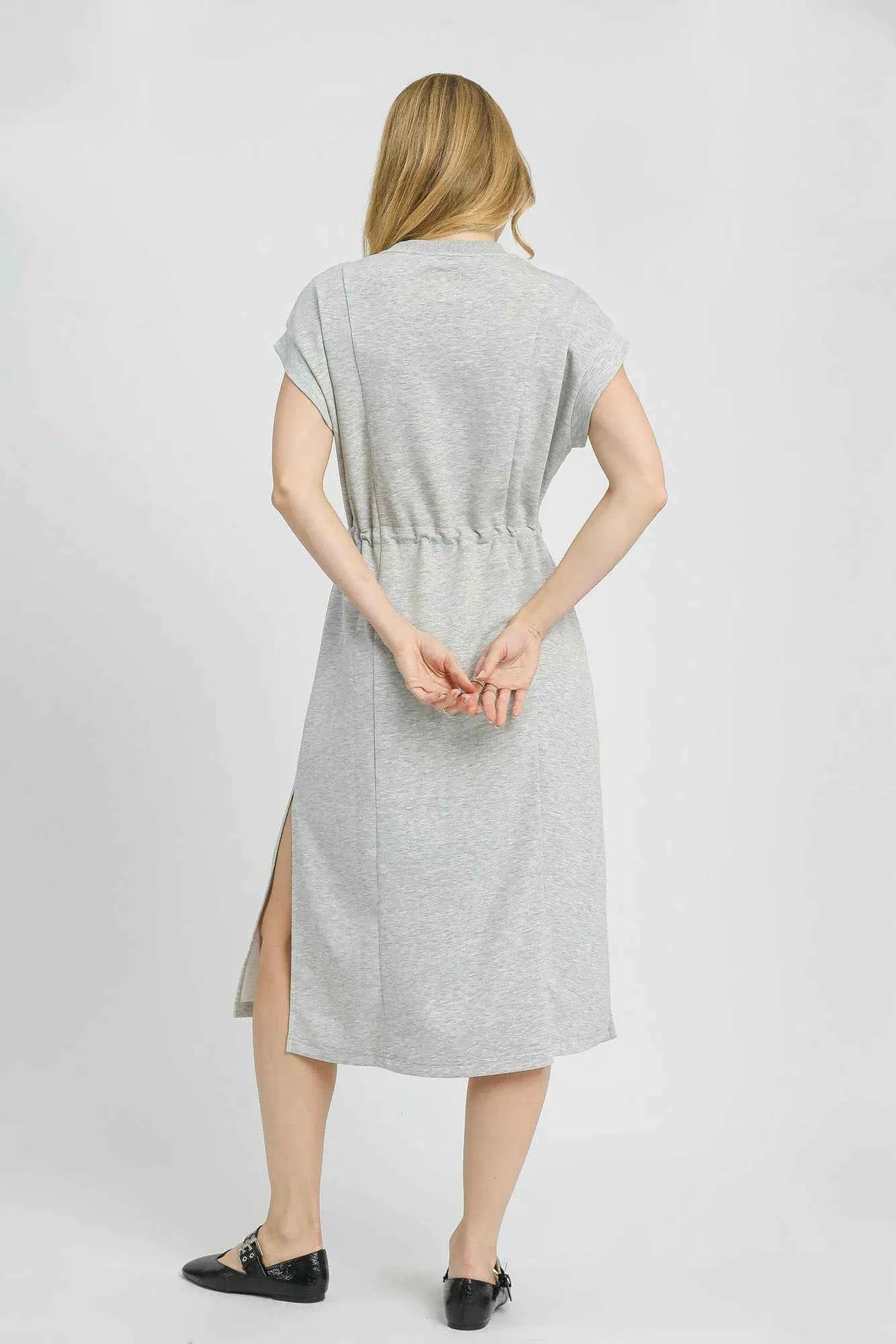 Umgee Side Slit Short Sleeve Midi Tee Dress