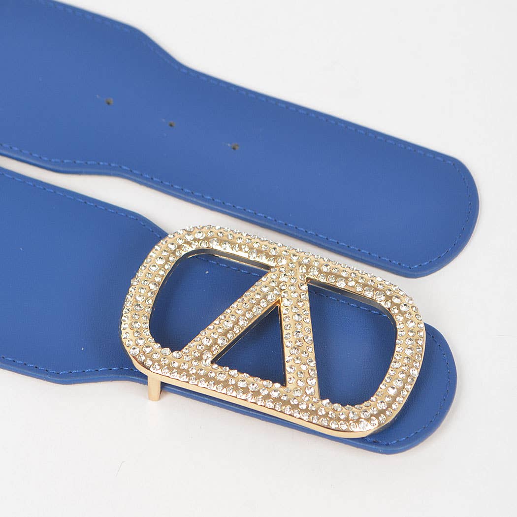 Rhinestone Buckle Elastic Belt