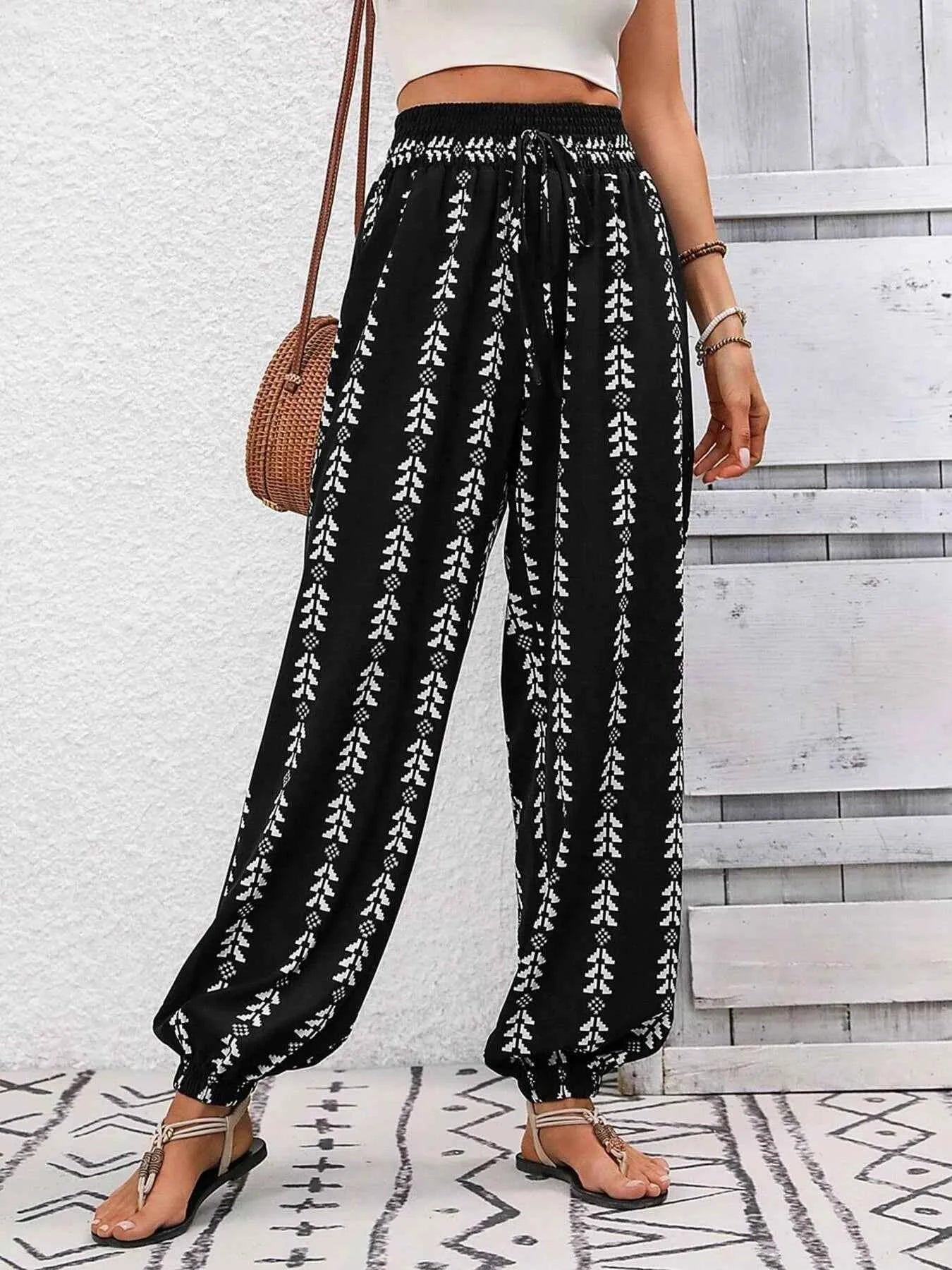 Printed Wide Leg Pants
