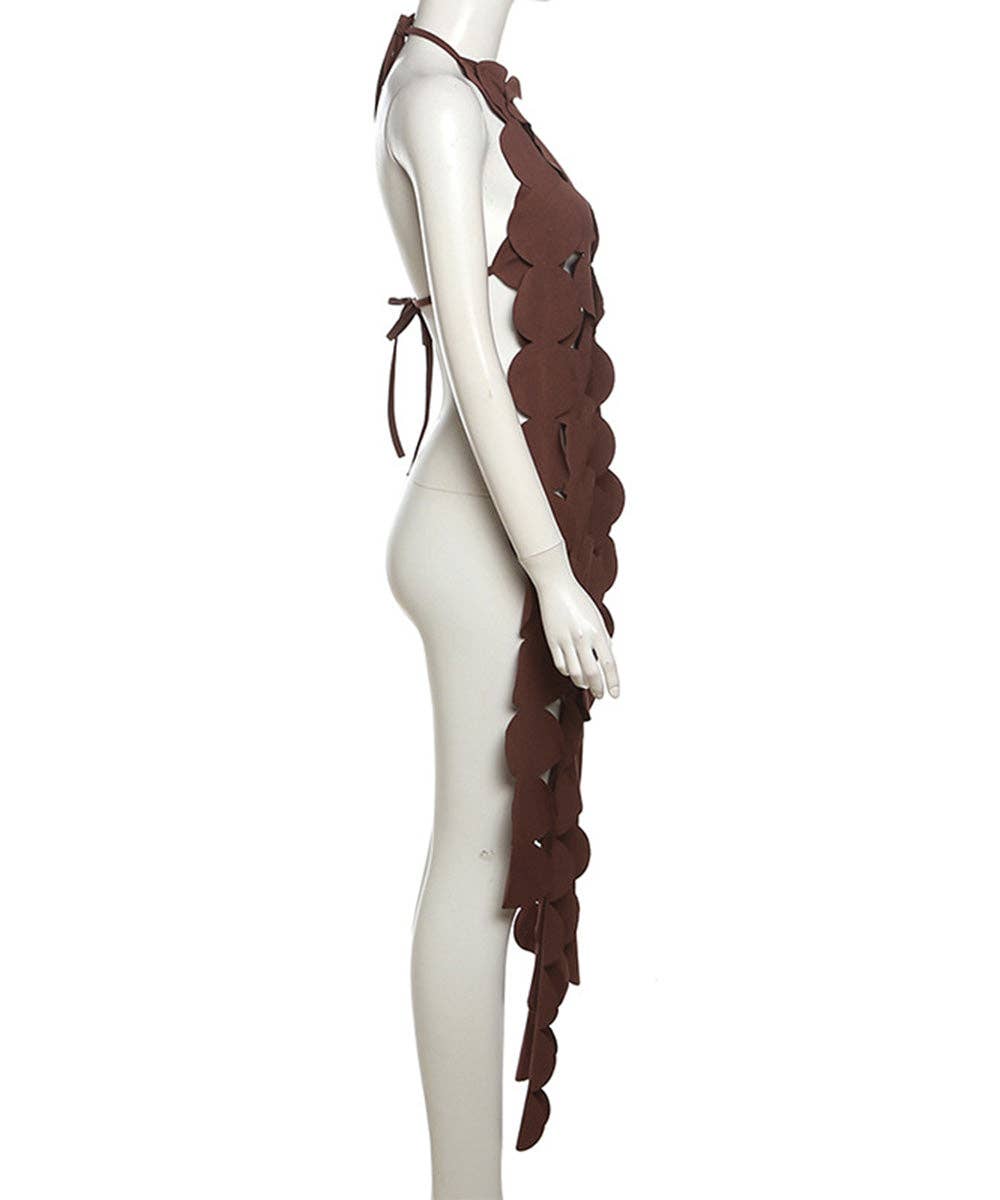 Sheer Panel Backless Maxi Dress