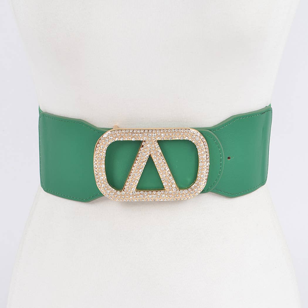 Rhinestone Buckle Elastic Belt
