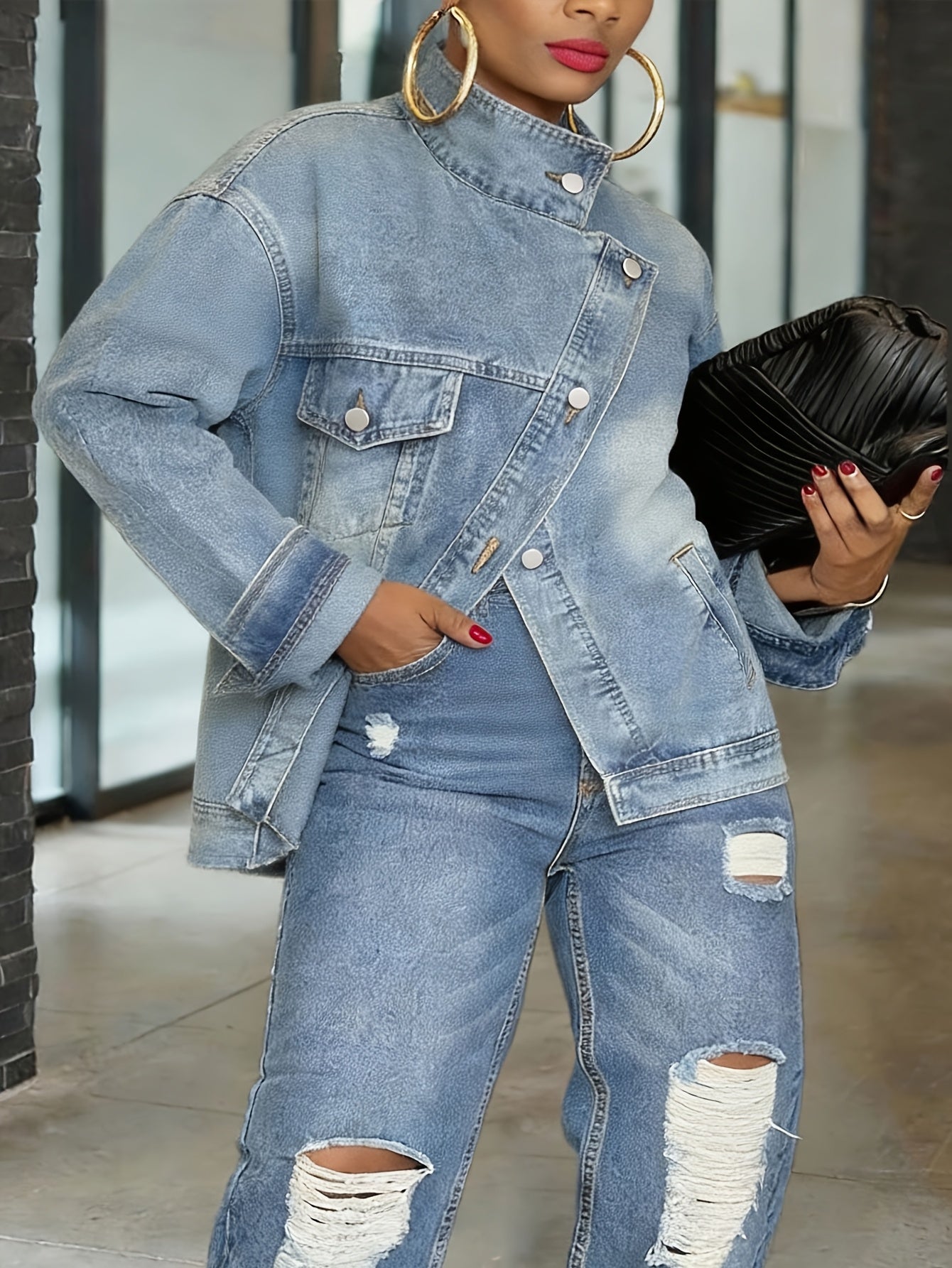Oversized Vintage Blue Denim Jacket