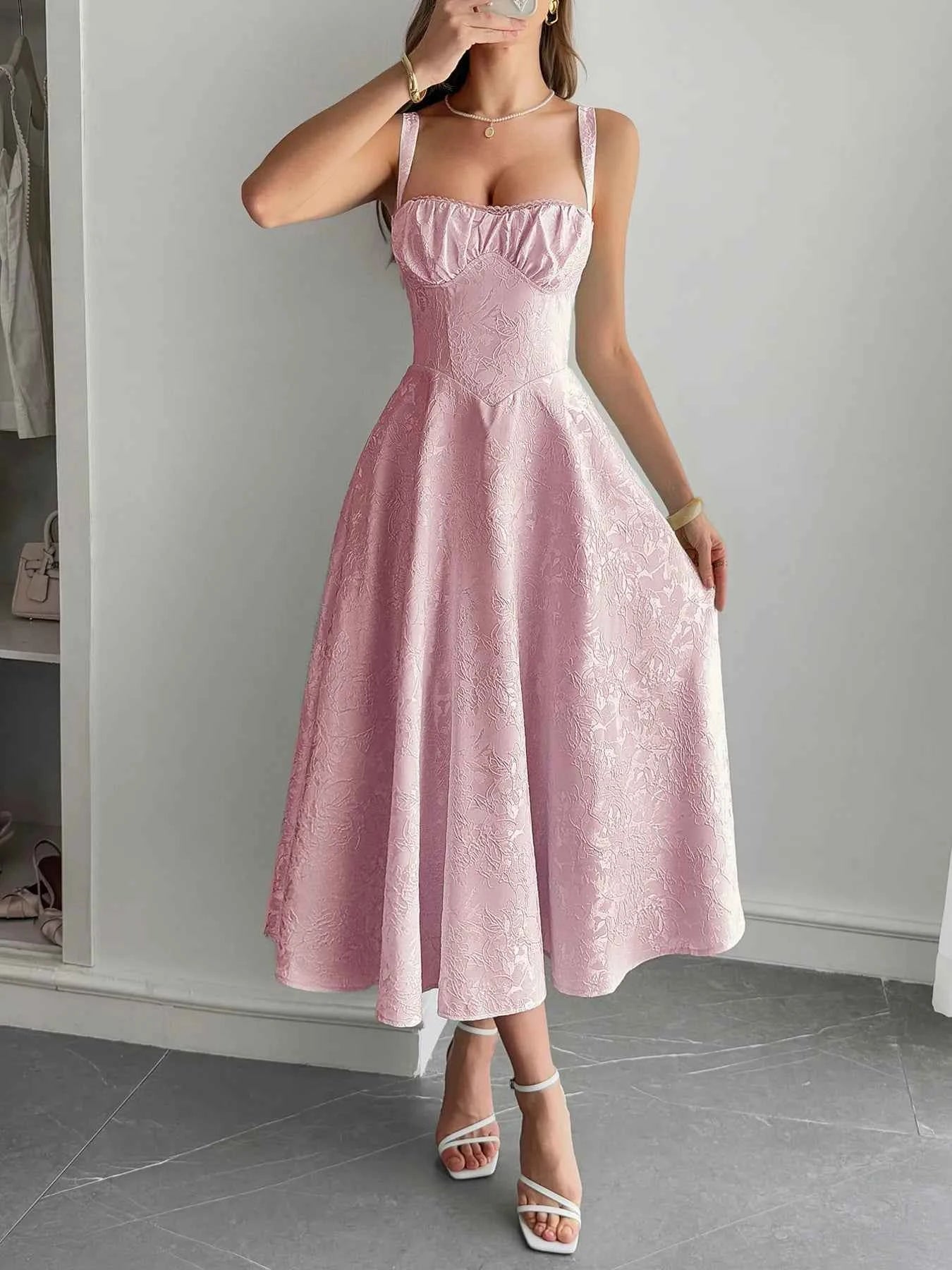 Lace-Up Sleeveless Midi Dress