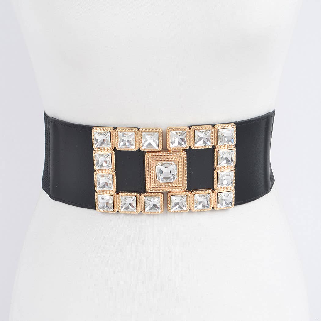 Rhinestone Buckles Plus Size Elastic Belt HB8647