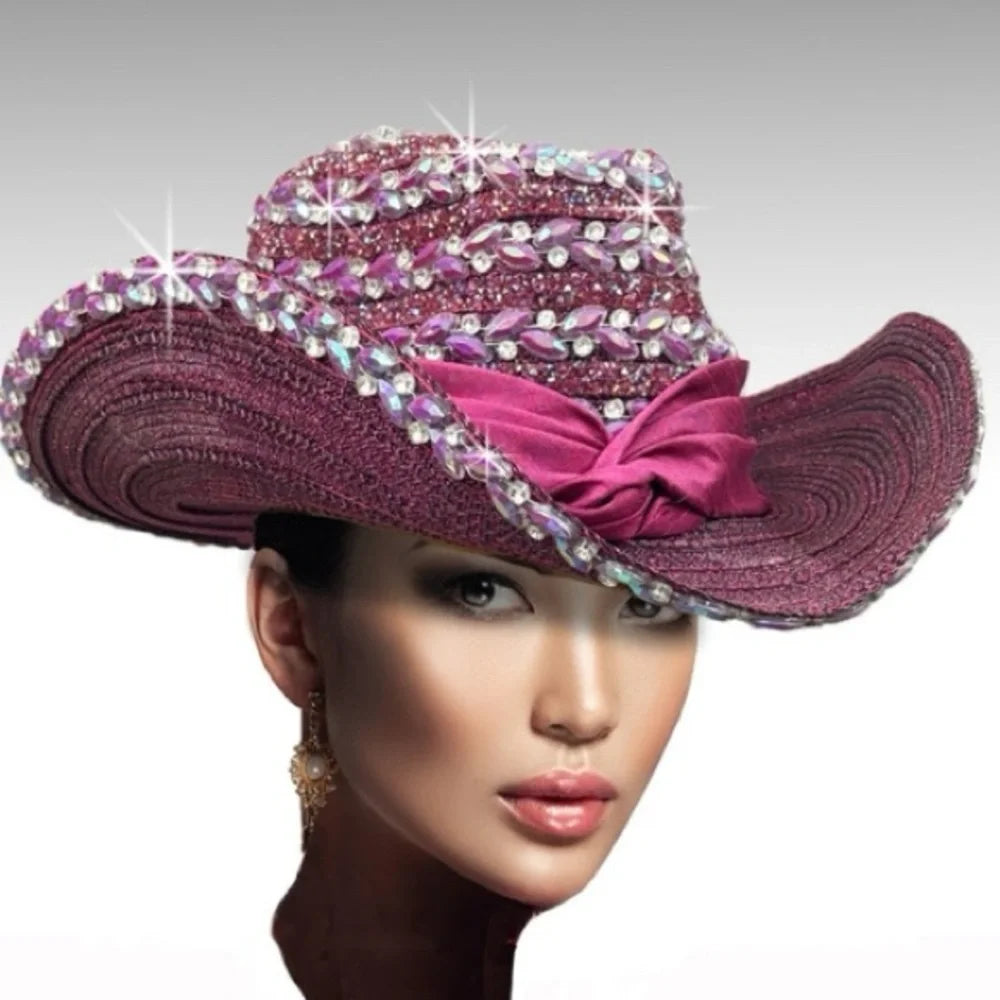 The Amethyst Queen Rhinestone Cowgirl Hat | Purple Crystal Western Glam