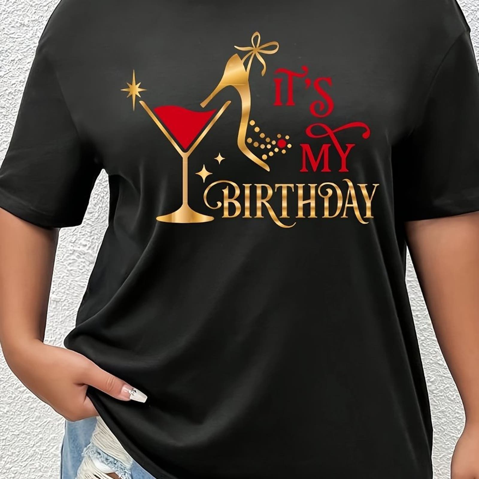 It' My Birthday Queen T-shirt, Short Sleeve Crew Neck