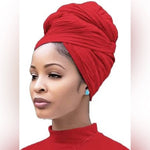 Load image into Gallery viewer, Red Stretch Turban African Head wraps Scarf Soft Hijab for Locs Braids
