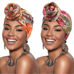 Load image into Gallery viewer, Orange Flower Print Turban Head Wraps
