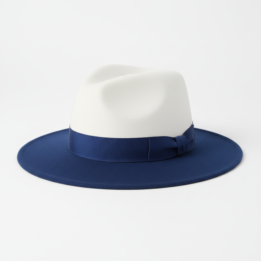 White and Blue Fedora - Main Product Shot