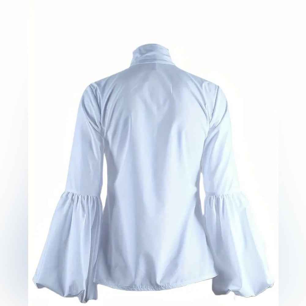 Elegant White Blouse with Statement Sleeves