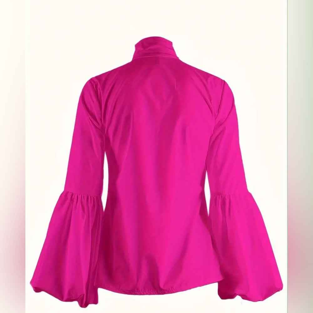 Elegant Pink Blouse with Statement Sleeves