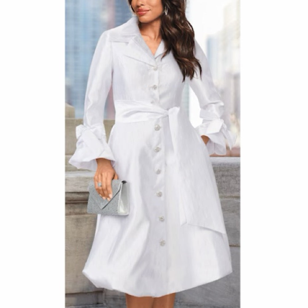 Kelina Rhinestone A-Line Dress with Bubble Skirt