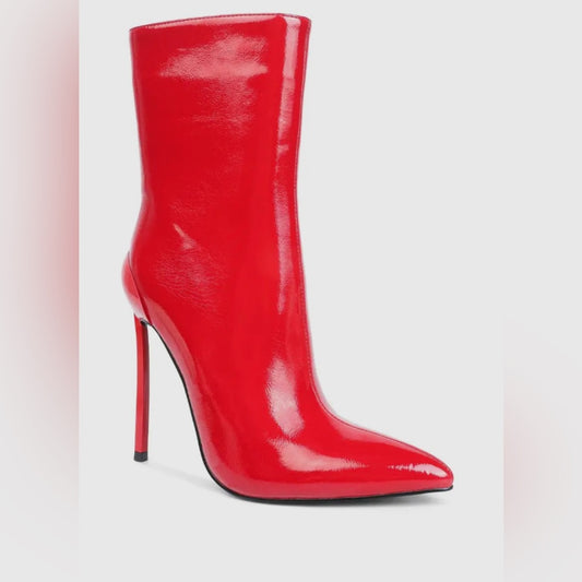 Mercury Patent High Heeled Elegant Red Stiletto Boots