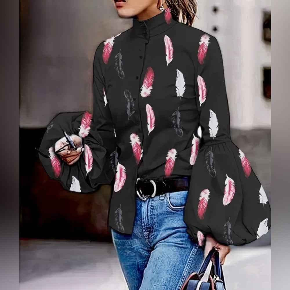 Elegant Black Blouse with Statement Sleeves