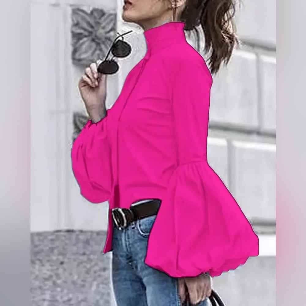 Elegant Pink Blouse with Statement Sleeves