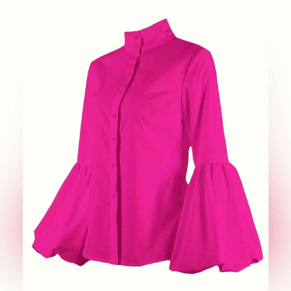 Elegant Pink Blouse with Statement Sleeves