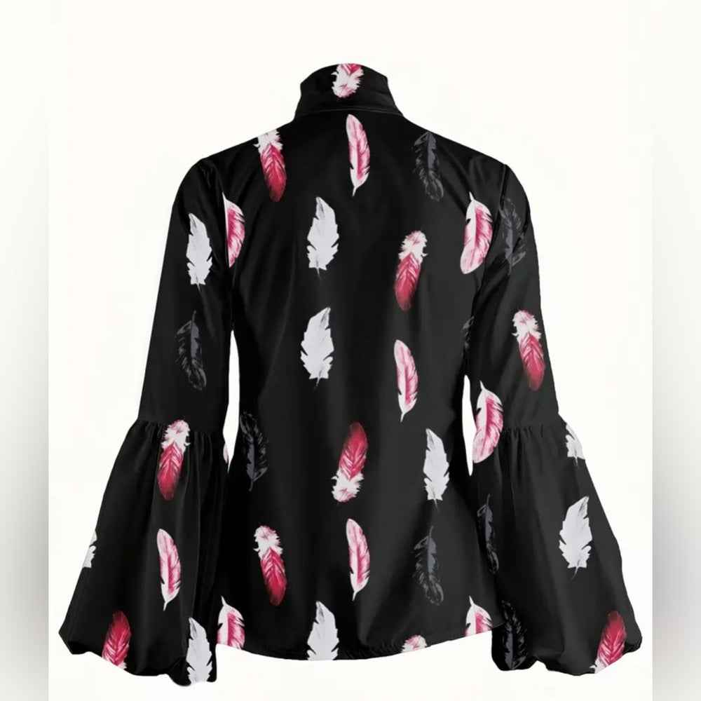 Elegant Black Blouse with Statement Sleeves