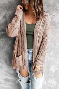 Drop-Shoulder Open Front Knitted Sweater - Passion of Essence Boutique