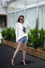 Load image into Gallery viewer, Round Neck Cactus Print Knit Sweater - Passion of Essence Boutique

