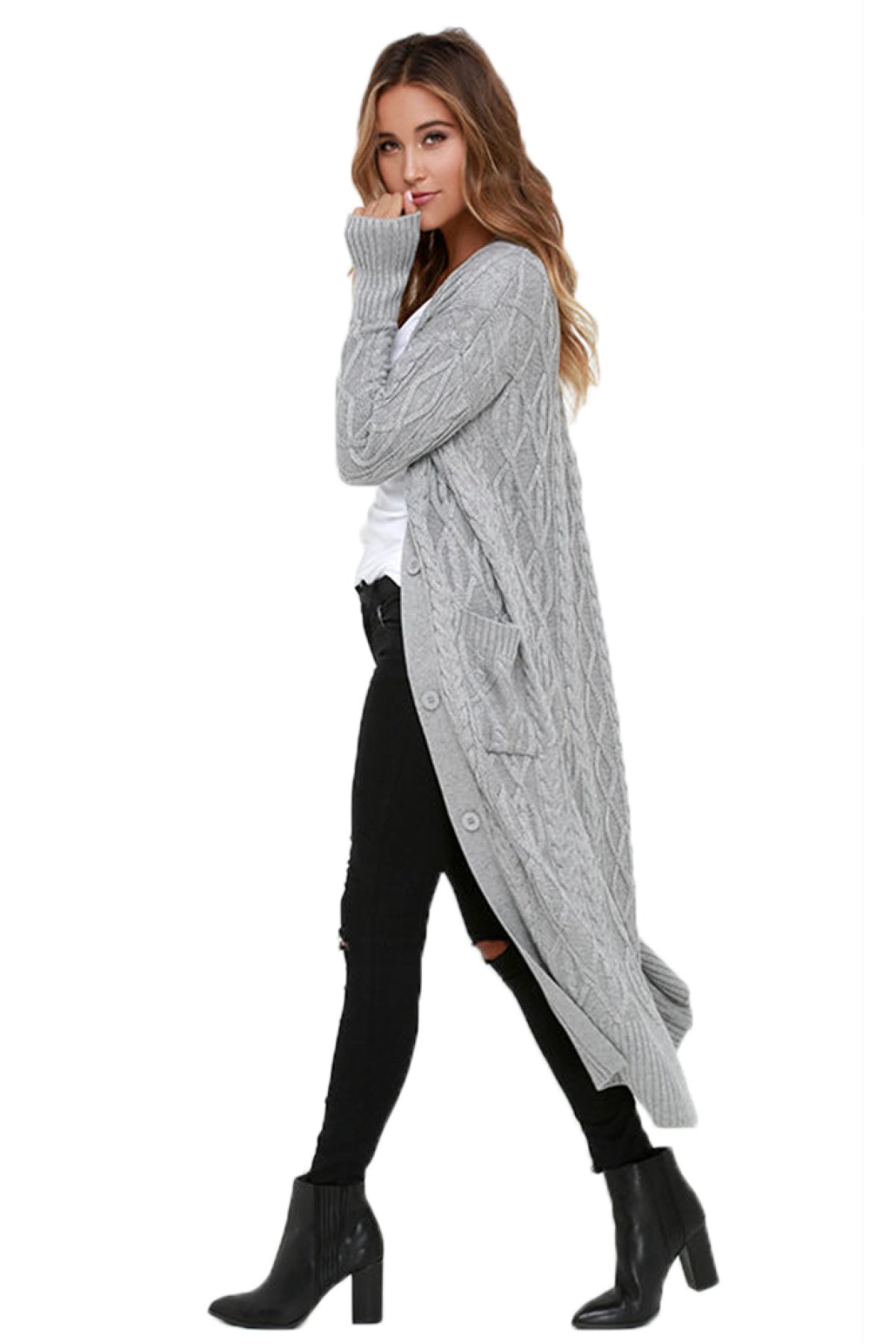 Cable Knit Long Cardigan - Passion of Essence Boutique