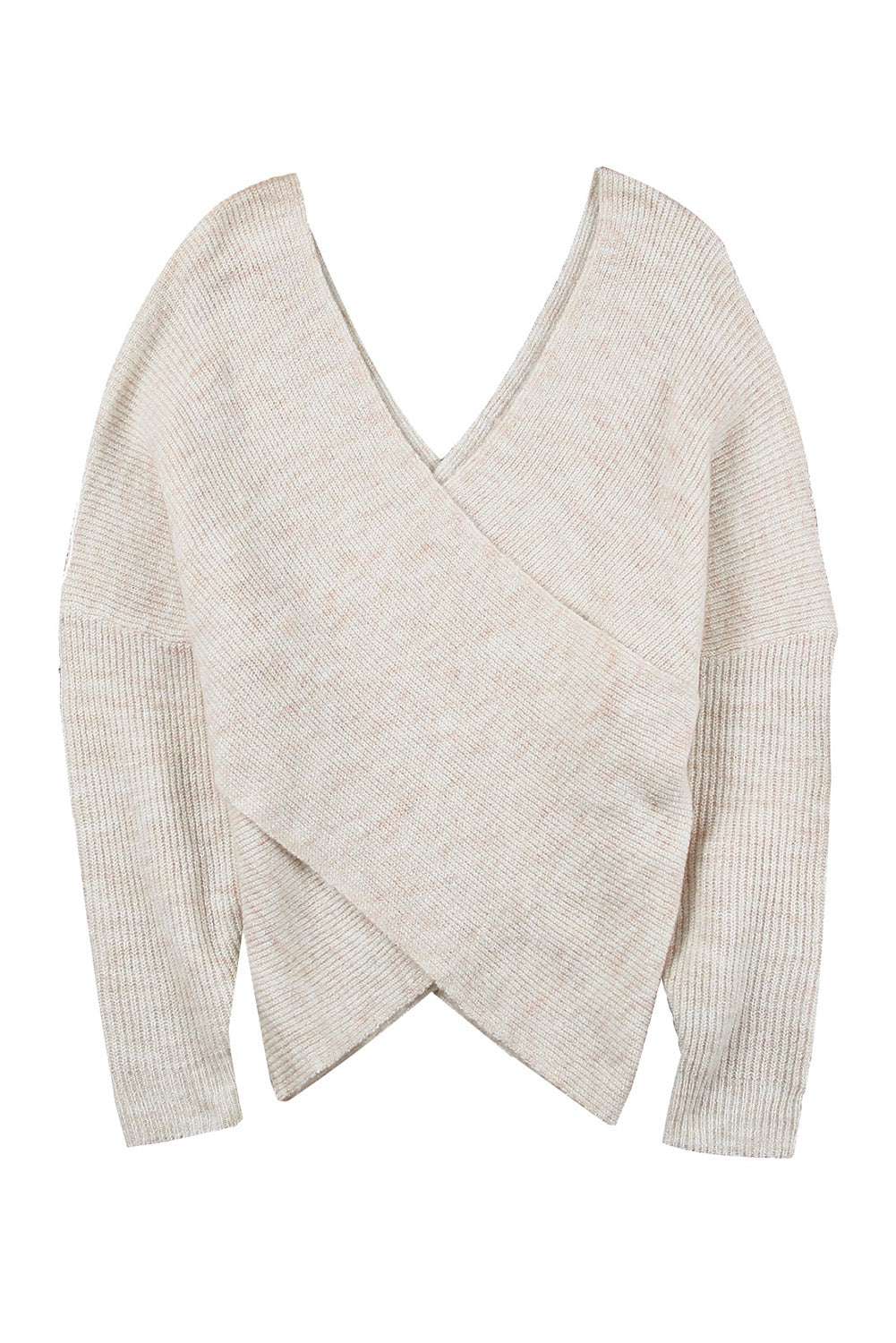Criss Cross Wrap Plunging Neck Sweater - Passion of Essence Boutique