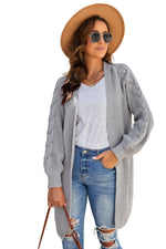 Load image into Gallery viewer, Open Front Cable Sleeve Long Cardigan - Passion of Essence Boutique
