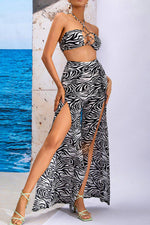 Load image into Gallery viewer, Printed Halter Neck Cropped Top and Split Pants Set - Passion of Essence Boutique
