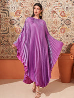 Load image into Gallery viewer, Najma Solid Batwing Sleeve Pleated Kaftan
