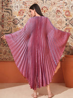 Load image into Gallery viewer, Najma Solid Batwing Sleeve Pleated Kaftan
