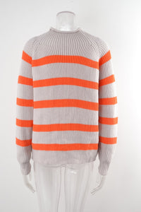 Mock Neck Long Sleeve Striped Knit Sweater - Passion of Essence Boutique