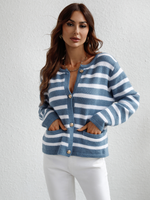 Load image into Gallery viewer, Casual Single-Breasted Striped Cardigan - Passion of Essence Boutique
