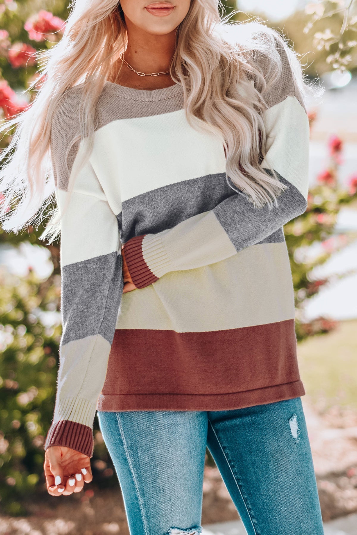 Colorblock Pocketed Sweater - Passion of Essence Boutique
