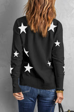Load image into Gallery viewer, Turtleneck Dropped Sleeve Star Print Sweater - Passion of Essence Boutique
