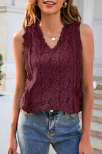 Load image into Gallery viewer, Lace V-Neck Tank

