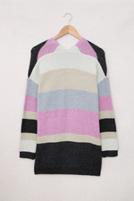 Load image into Gallery viewer, Contrast Color Block Open Front Knitted Cardigan - Passion of Essence Boutique
