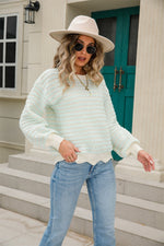 Load image into Gallery viewer, Crew Neck Lantern Sleeve Petal Lower Hem Sweater - Passion of Essence Boutique
