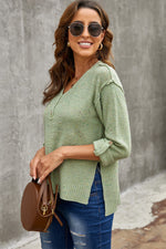 Load image into Gallery viewer, Buttoned Drop Shoulder Knitted Sweater - Passion of Essence Boutique
