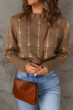 Load image into Gallery viewer, Brown Long Sleeve O-Neck Knitted Sweater - Passion of Essence Boutique
