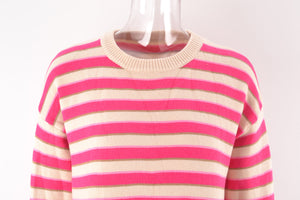 Round Neck Long Sleeve Striped Sweater - Passion of Essence Boutique