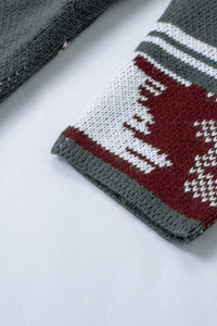 Lapel Collar Geometric Print Knit Cardigan - Passion of Essence Boutique