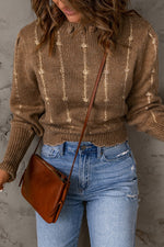 Load image into Gallery viewer, Brown Long Sleeve O-Neck Knitted Sweater - Passion of Essence Boutique
