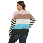 Load image into Gallery viewer, Plus Size Round Neck Striped Knitted Sweater - Passion of Essence Boutique
