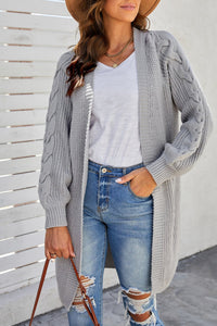 Open Front Cable Sleeve Long Cardigan - Passion of Essence Boutique