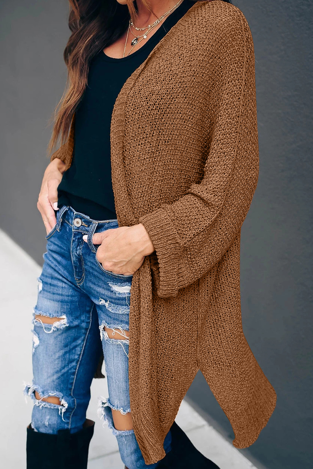 Brown Knit Cardigan - Passion of Essence Boutique