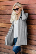 Load image into Gallery viewer, Grey Shawl Neckline Open Front Cardigan - Passion of Essence Boutique
