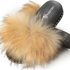 Women's Furry Faux Fur Slides - Passion of Essence Boutique