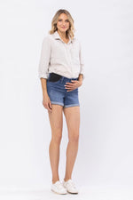 Load image into Gallery viewer, Judy Blue Mid-Rise Maternity Cuffed Denim Shorts - Passion of Essence Boutique
