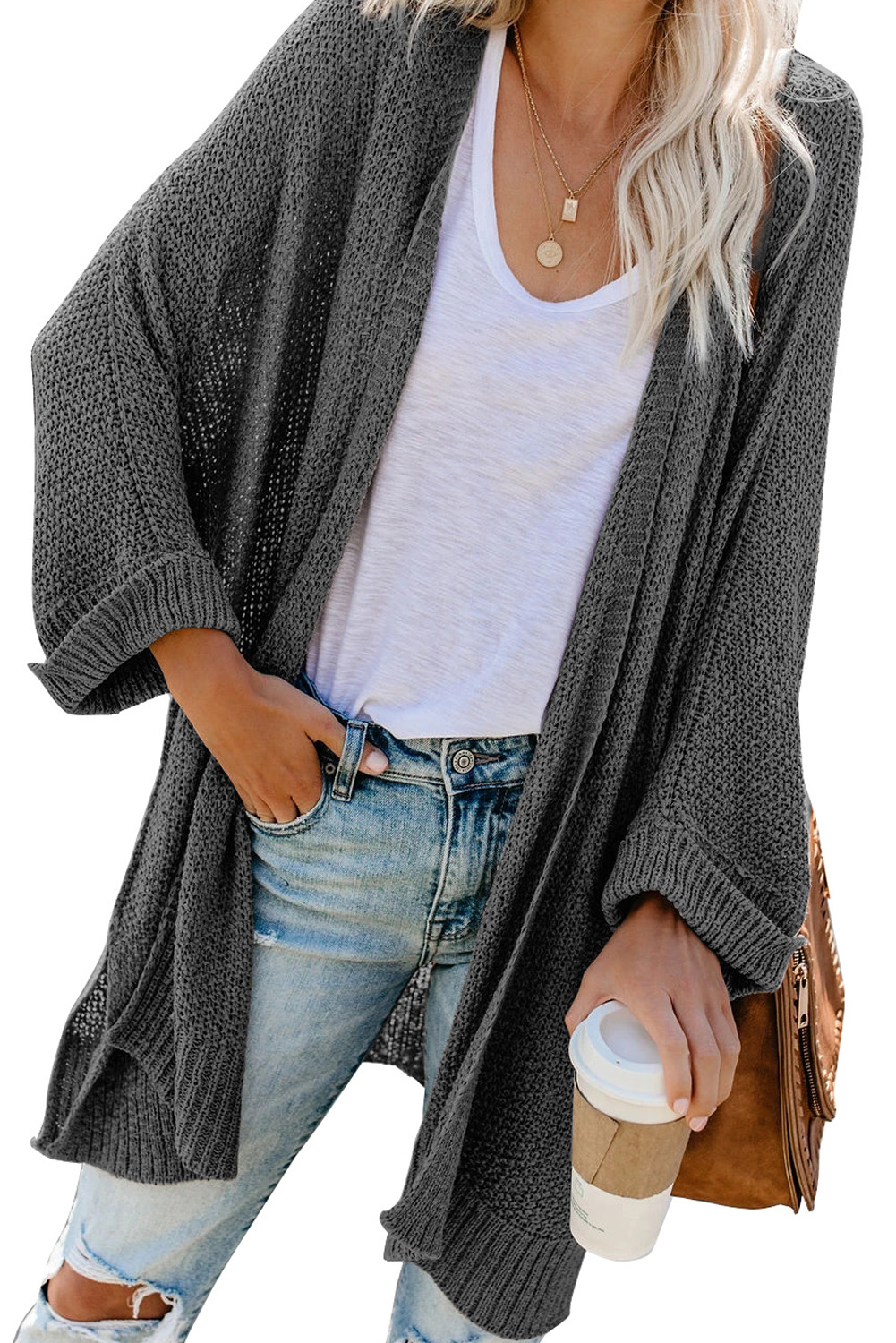 Gray Knit Cardigan - Passion of Essence Boutique